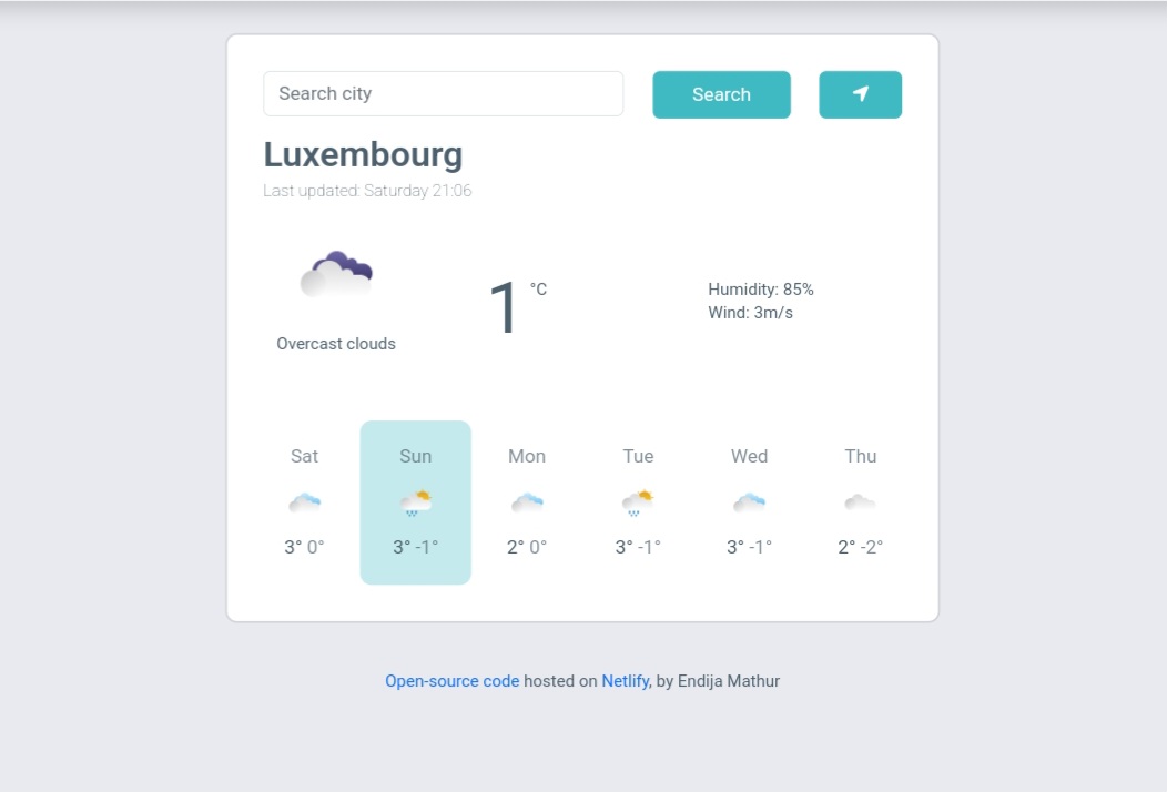 Weather app project preview