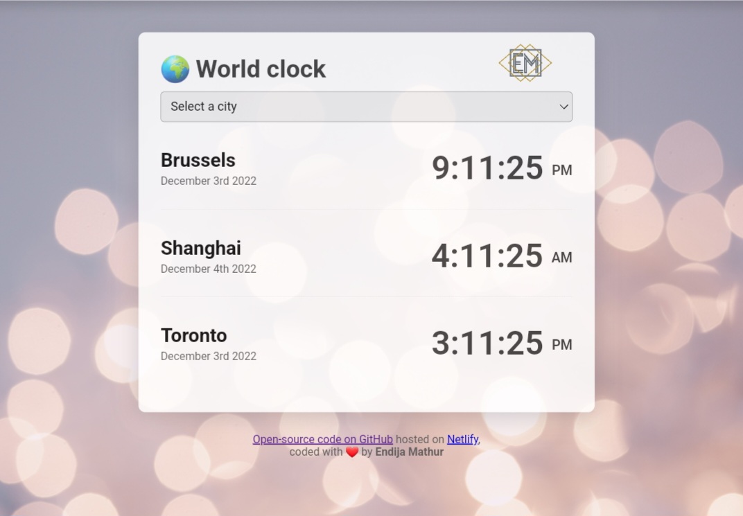 World clock app project prieview
